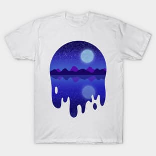 Moon Light lake landscape Drip T-Shirt